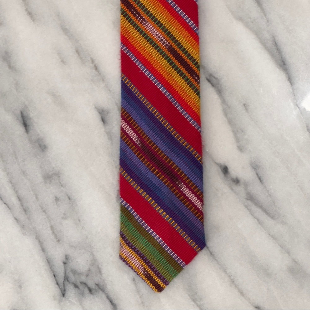 ALMOZ Skinny Tie - Bold Multicolor Stripes